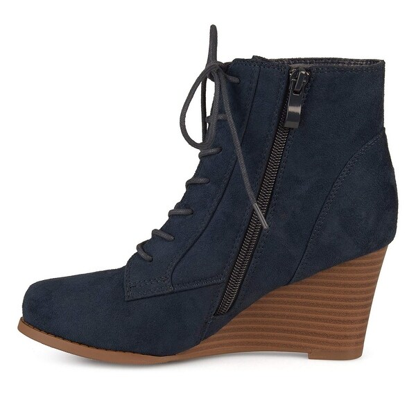 breana faux suede wedge bootie