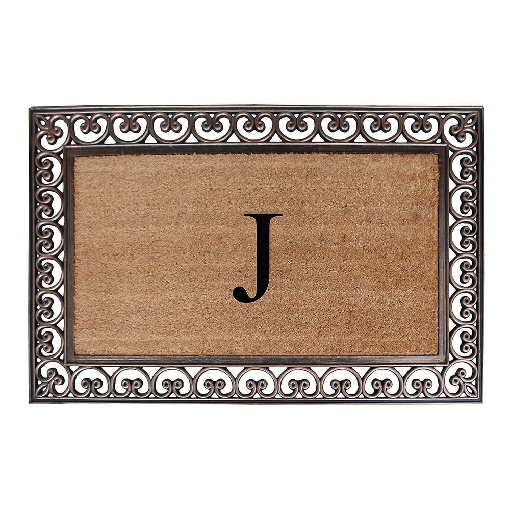 A1 Home Collections Rubber Coir Classic Paisley Border Monogrammed Welcome Entrance Doormat