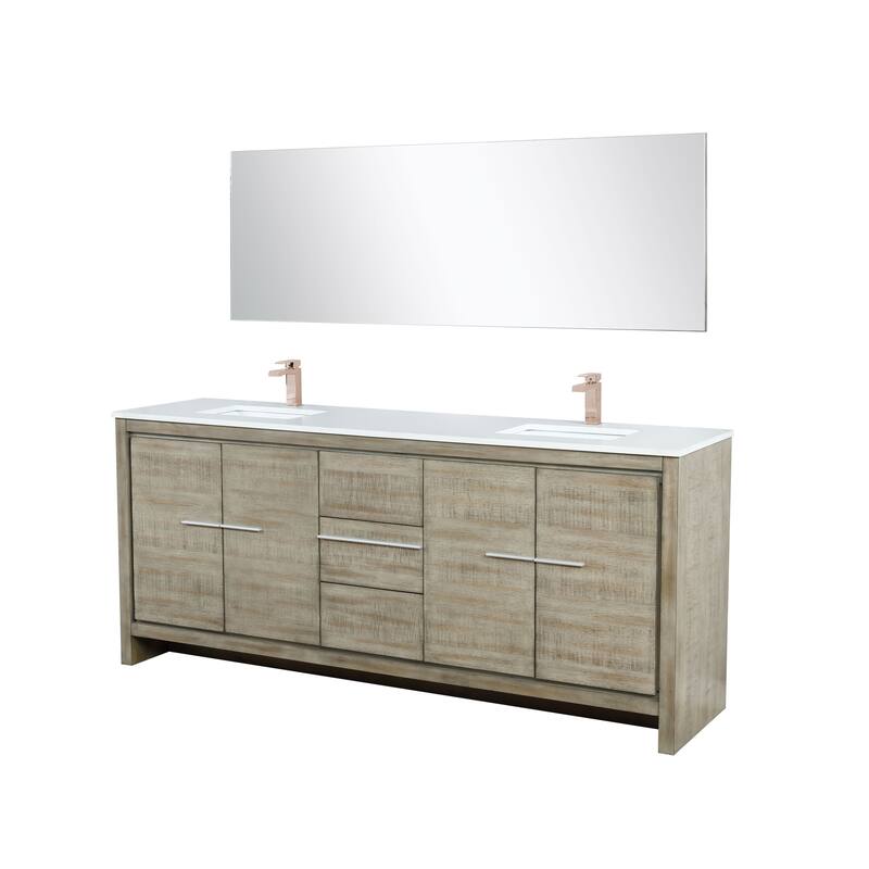 Lafarre Bath Vanity with Cultured Marble Top, Sink, Mirror and Rose Gold Faucet