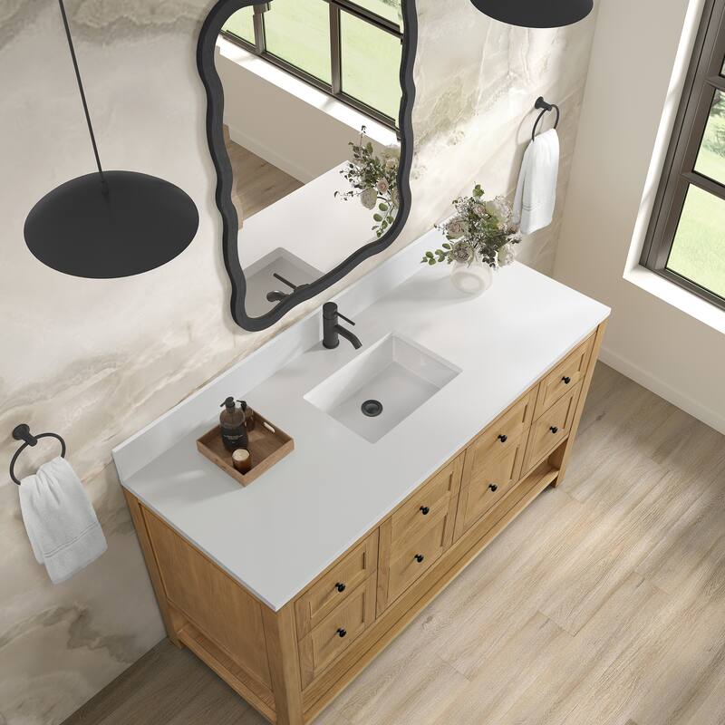 Breckenridge 60" Single Vanity, Light Natural Oak - 60S - Ethereal Noctis
