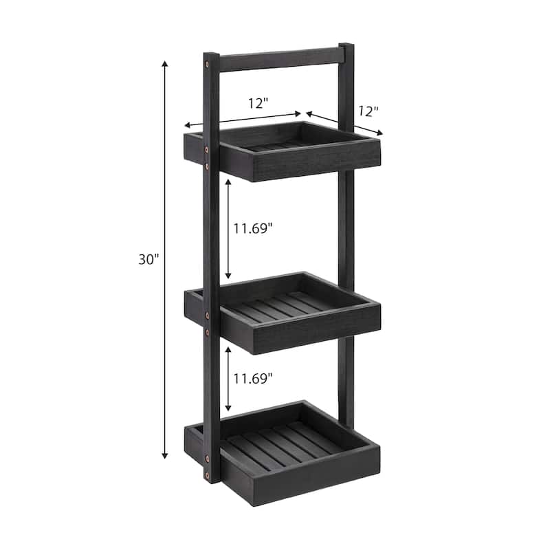 30"Rustic 3-Tier Acacia Wood Freestanding Bathroom Shower Caddy