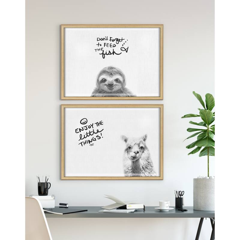 Kate and Laurel Blake Sloth Printed Glass by Simon Te of Tai Prints - 18x24