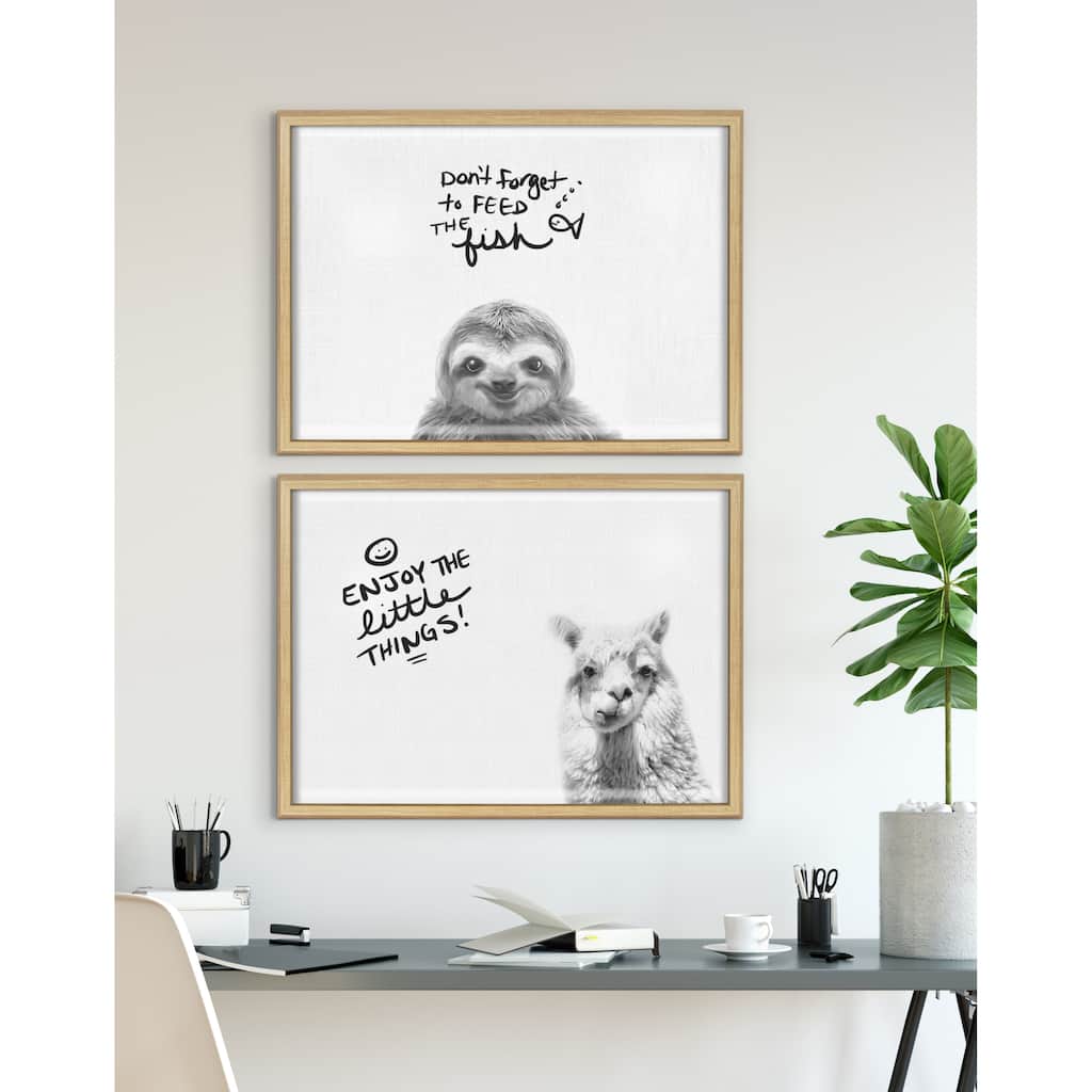 Kate and Laurel Blake Sloth Printed Glass by Simon Te of Tai Prints - 18x24
