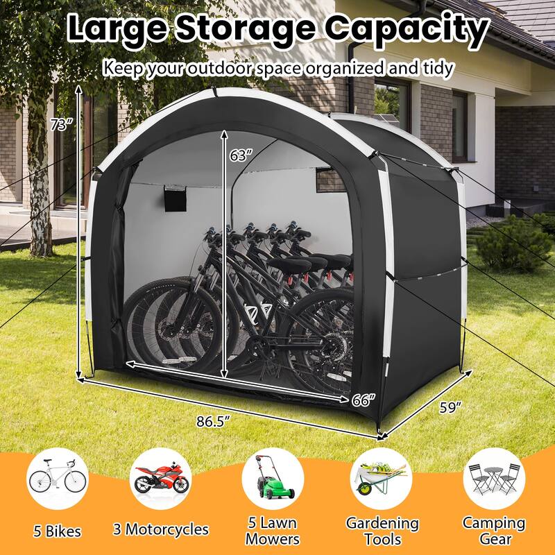 Gymax Bike Storage Tent w/ Window Floor Portable Garage Shed for 5