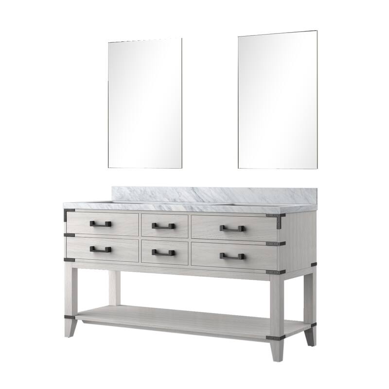 Norwalk Bath Vanity with Carrara Marble Top, Sink and Mirror