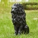 preview thumbnail 19 of 32, 20.75"H MGO Guardian Sitting Lion Statue Porch Sign Indoor Outdoor Decoration by Glitzhome Black