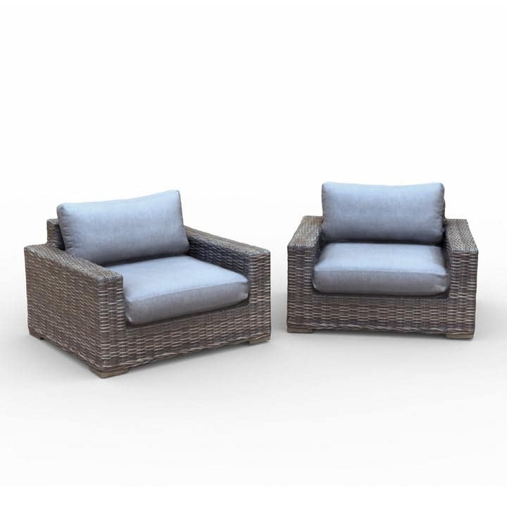 Kinger Home Larry 2-Piece Wicker Patio Stationary Chair - 36" L x 38" W x 26" H