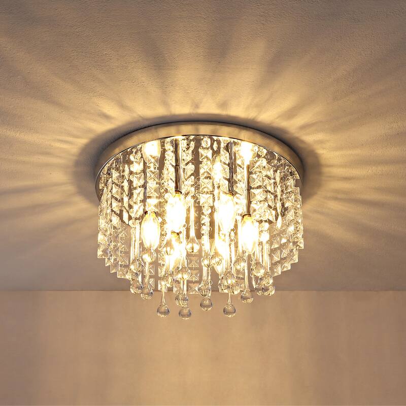 GetLedel 6-Light Crystal Flush Mount Chandelier