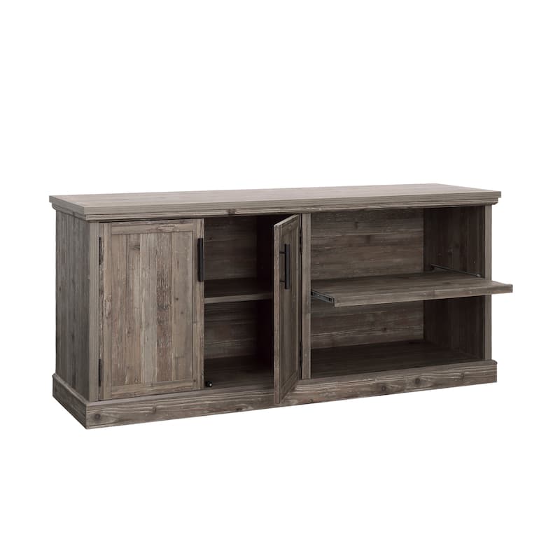 Wood Credenza with Adjustable Shelves, Brown - 65.12"W x 19.29"D x 29.72"H