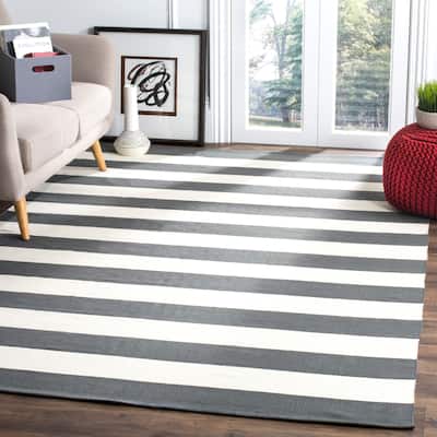 SAFAVIEH Handmade Montauk Caspian Stripe Cotton Flatweave Rug - Grey/Ivory - 5' x 8'