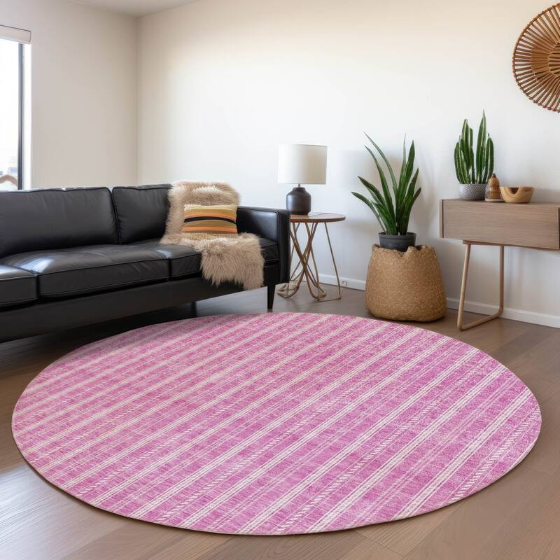 Premium Washable Super Soft Stripe Mayfield Rug - Blush - 8' x 8'