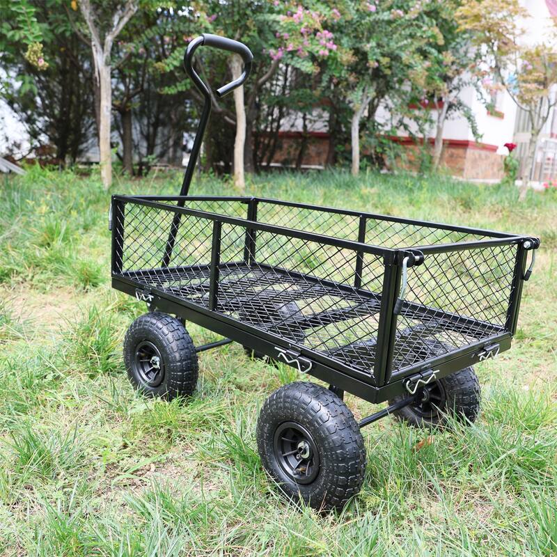 Heavy-Duty Garden Utility Wagon Cart - Firewood & Yard Debris Hauler