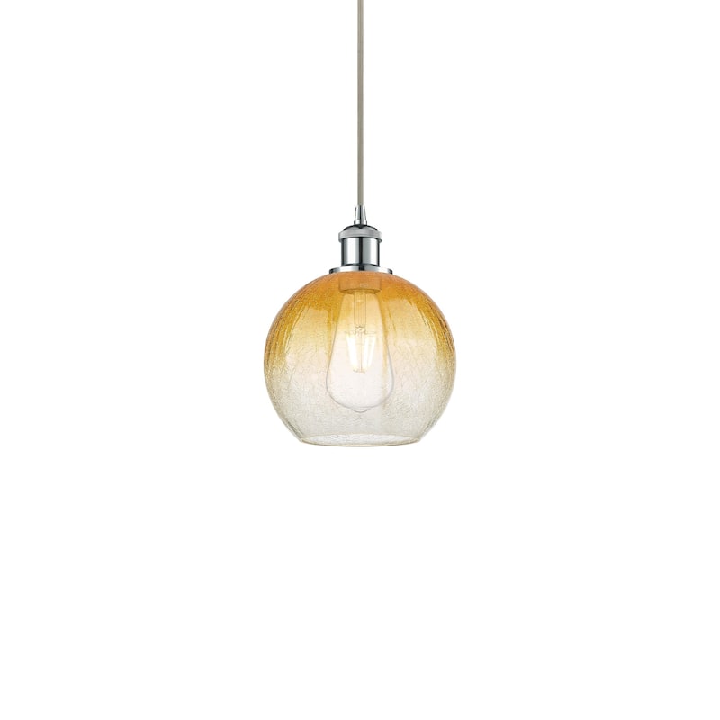 Innovations Lighting 516-1P-11-8 Brookhaven Globe Pendant Brookhaven - Polished Chrome / Amber
