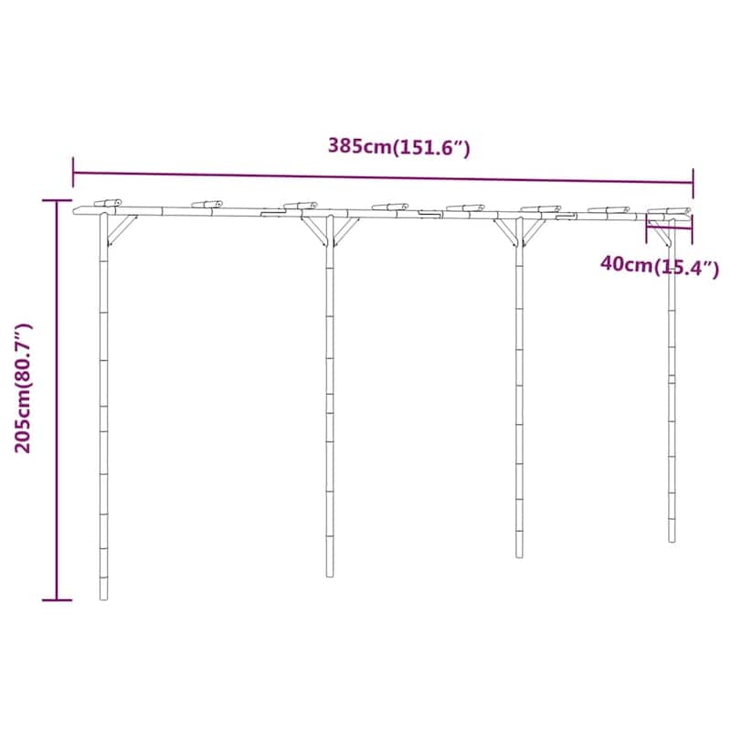 vidaXL Pergola Brown Bamboo Large Durable Pergola Rectangular
