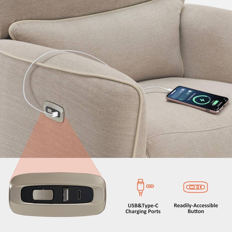 MCombo Power Swivel Rocker Recliner with Lumbar Support, Electric Nursery Glider Recliner Chair