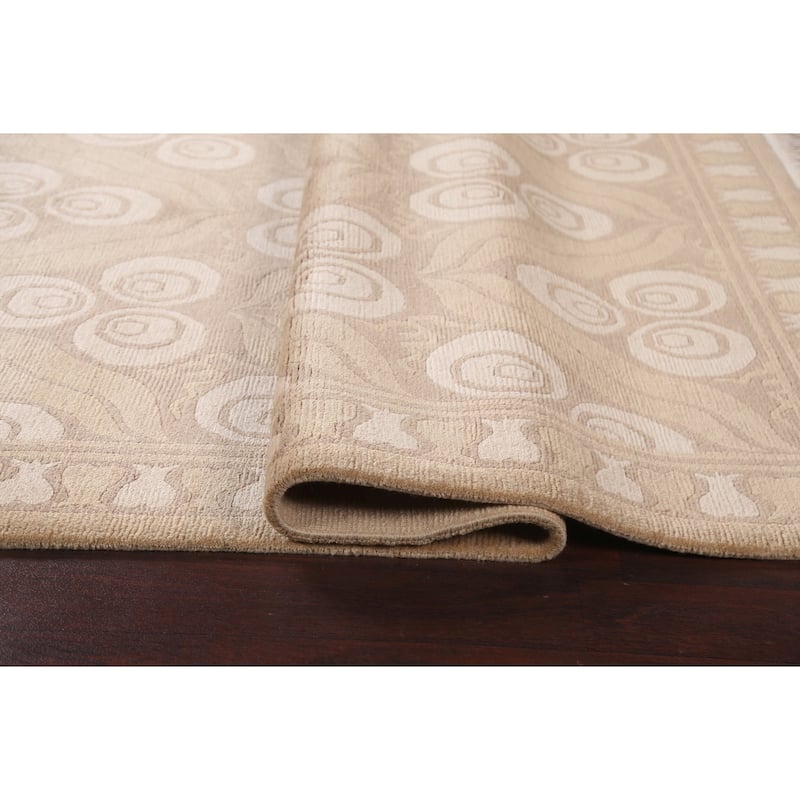 Vegetable Dye Nepalese Abstract Oriental Area Rug Handmade Wool Carpet - 6'3" x 9'4"