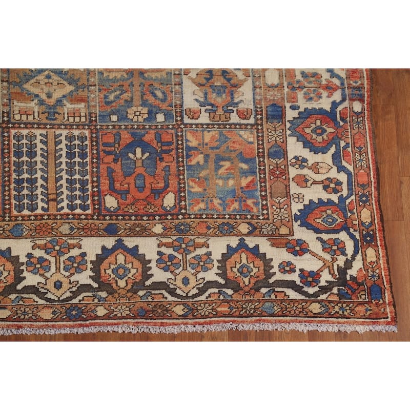 Geometric Bakhtiari Persian Vintage Rug Handmade Wool Carpet - 6'10"x 10'2"