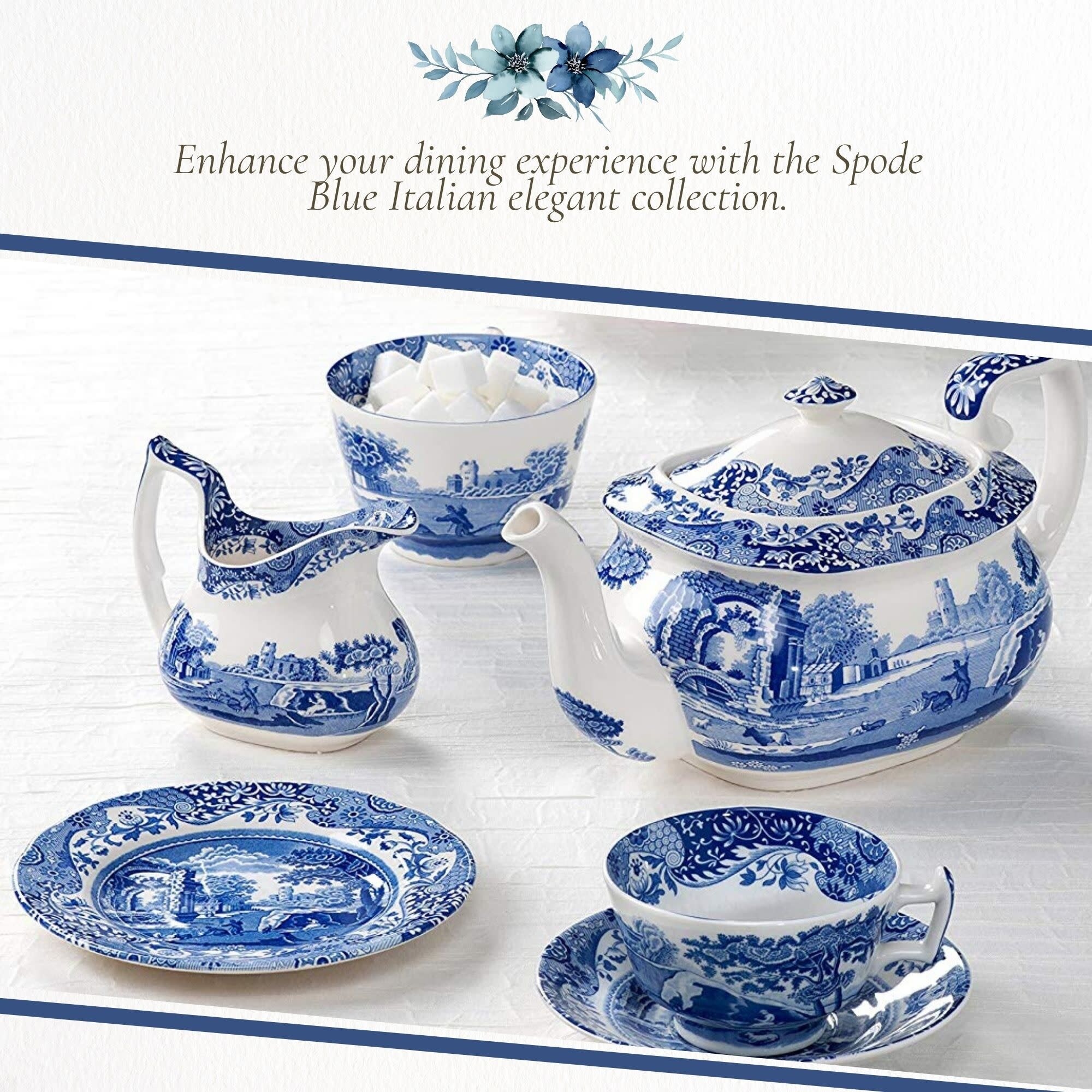 【週末セール中】【美品】spode ブルーイタリアンカバードベジタブルディッシュ Spode Blue Italian Large Rectangular Handled Dish - On Sale