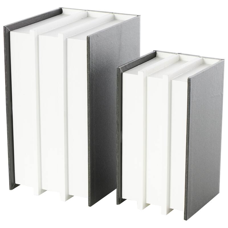 White or Black Canvas Faux Storage Book Box with Gold or White Enjoy, Every, Moment Text (Set of 2)