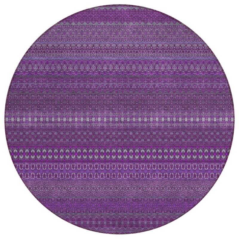 Machine Washable Indoor/ Outdoor Moroccan Stripes Chantille Rug