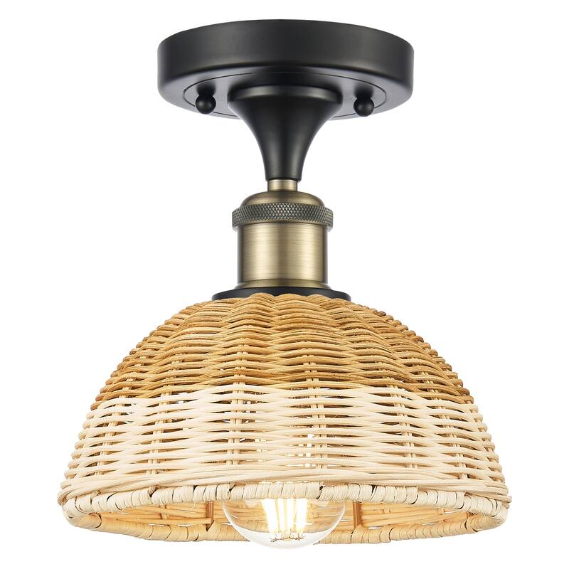 Innovations Lighting 516-1C-9-8 Bristol Natural II Semi-Flush Bristol - Black Antique Brass / Natural