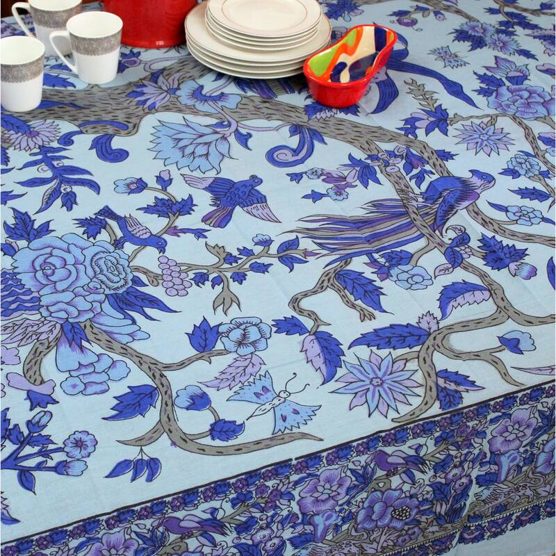 Vibrant Cotton Floral Tree Of Life Tablecloth Collection