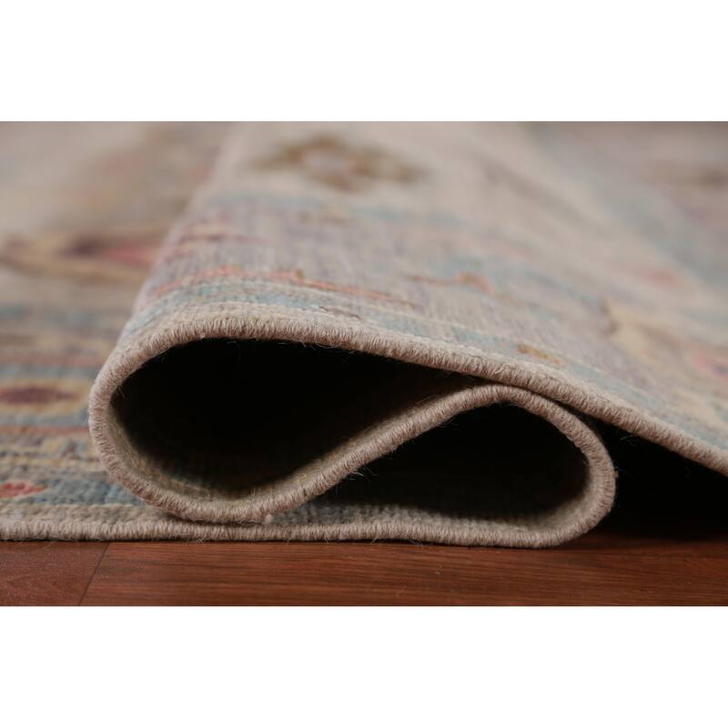 Hand Knotted Oriental 100% Wool Carpet Transitional All-Over Beige & Ivories Oushak Area Rug - 9' 9'' X 8' 1''