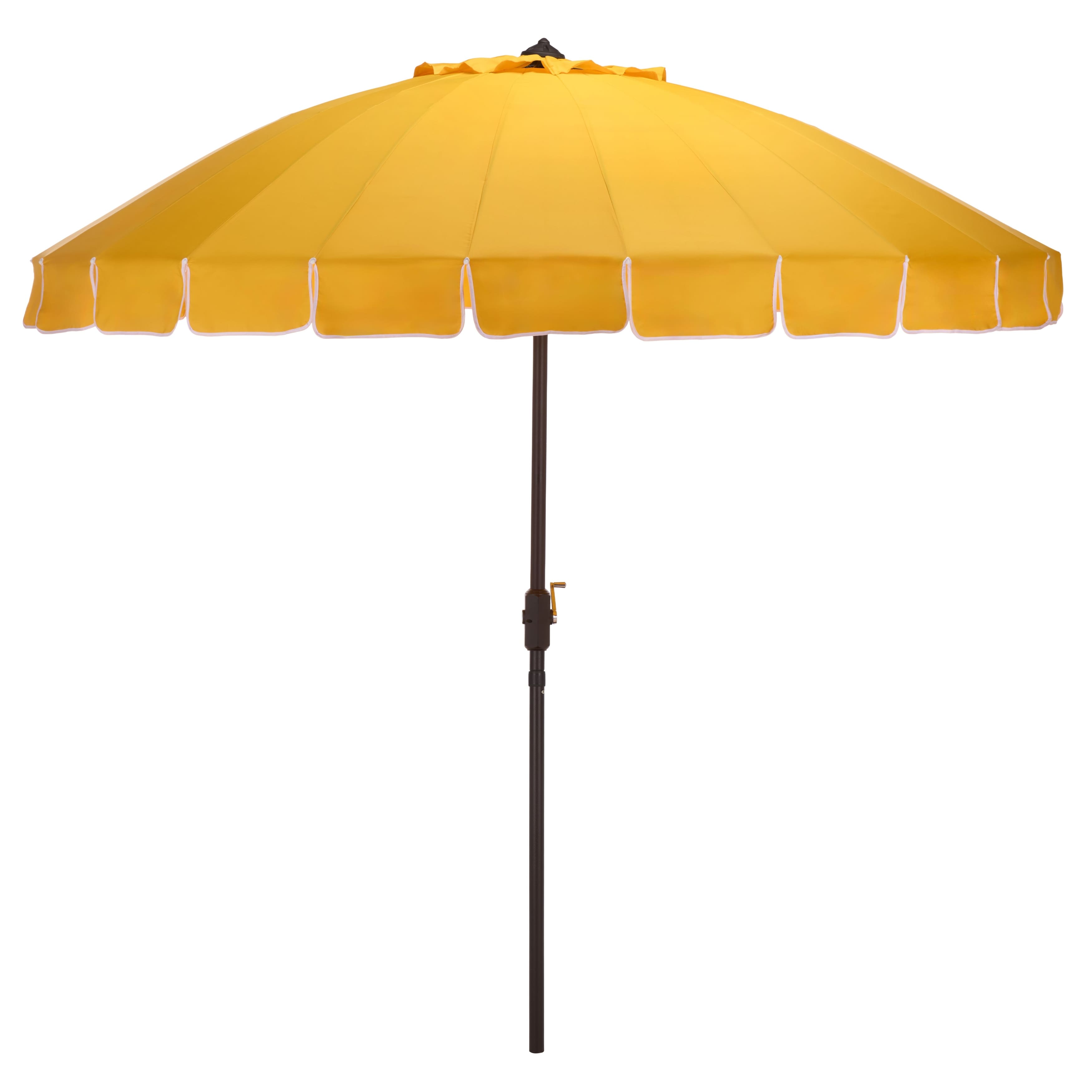 9 ft yellow patio umbrella Sunnydaze Outdoor with Tilt & Crank, Gold, 9ft foot round umbrella featuring an easy SAFAVIEH Outdoor Patio Furniture Buti