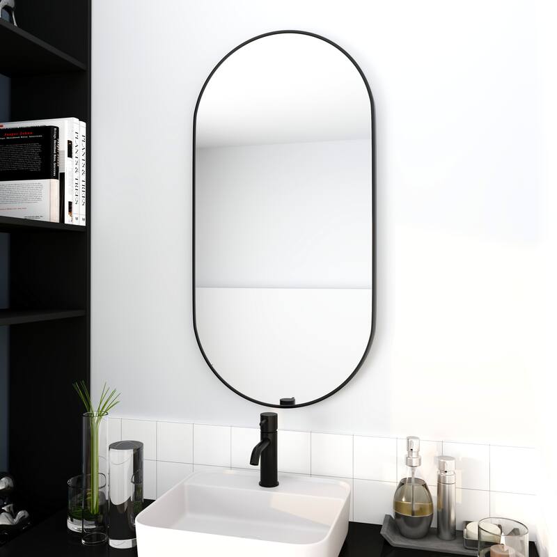 18 x 35 Inch Bathroom Mirror Black Aluminum Frame,Wall-Mounted Vanity Mirrors