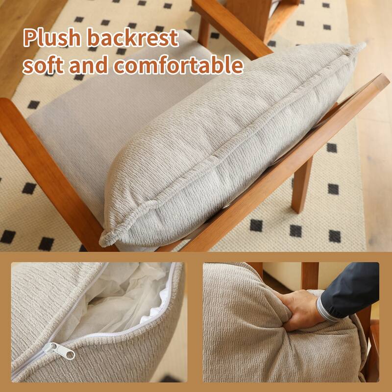 Accent Chair with Solid Wood Frame, Living Room Chair with Soft Fabric Cushion, Cozy Bedroom Chair, Comfy Armless Reading Chair