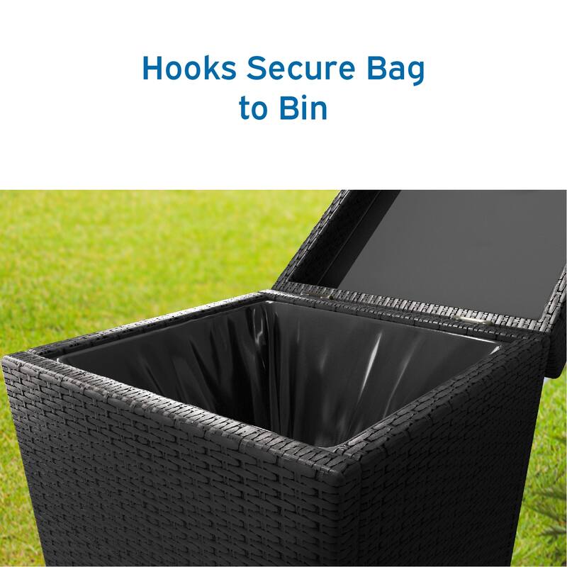 Nestl Outdoor Trash Can with Lid - 30 Gallon Durable Wicker Garbage Can for Patio