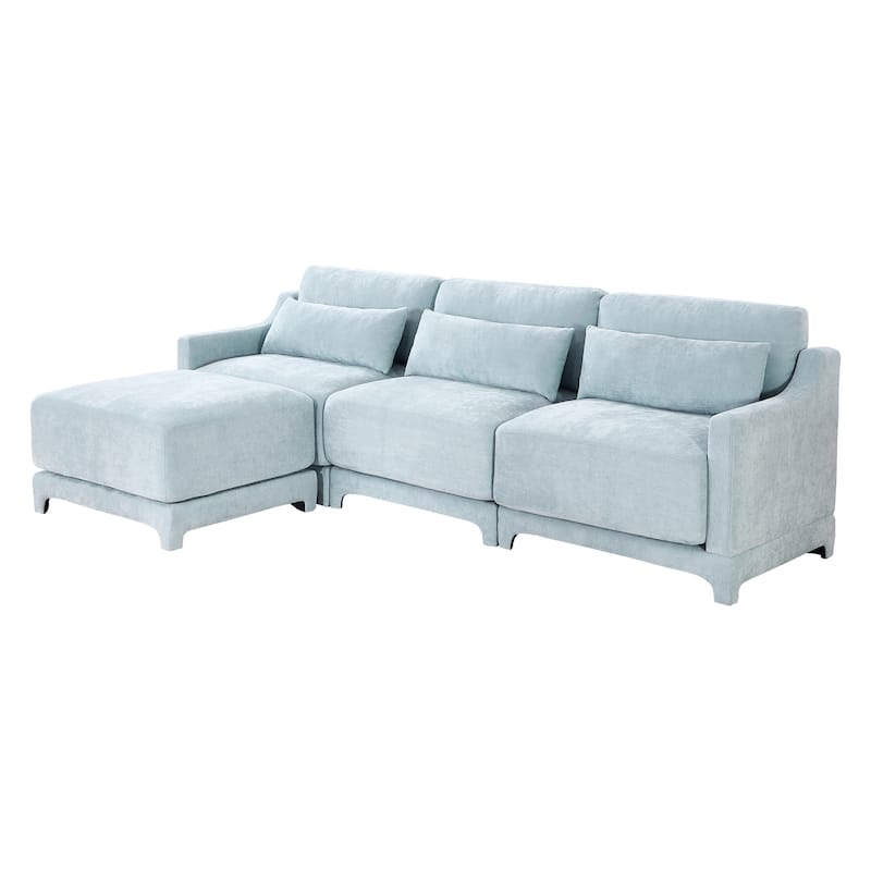 GDFStudio - Thaddeus Chenille Three-Seater Sofa With One Ottoman