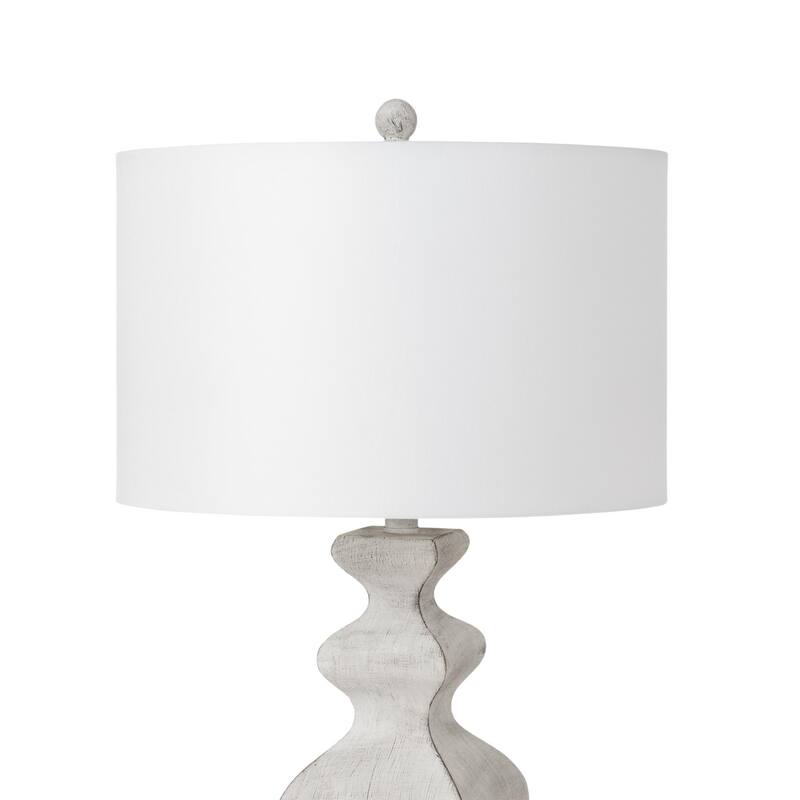 Cyrus 32" White Farmhouse Polyresin Table Lamp w/ USB, (Set of 2)