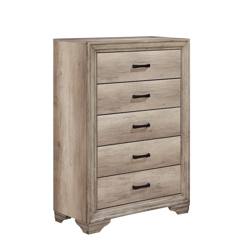 Chest of 5 Drawers w Black Hardware Bedroom Furniture