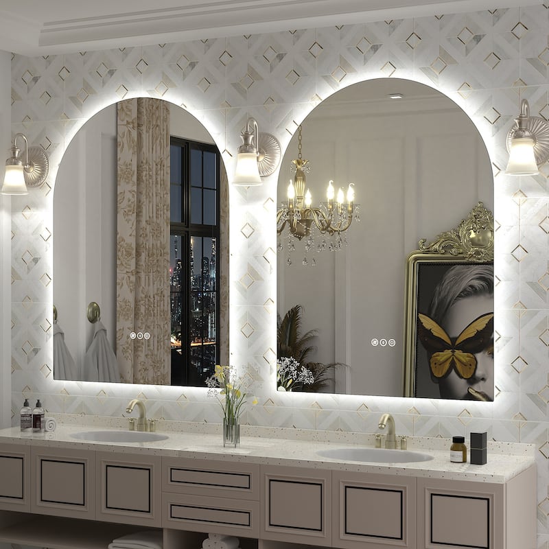UL Certified Arched LED Anti-fog Tempered Glass Wall Bathroom Vanity Mirror