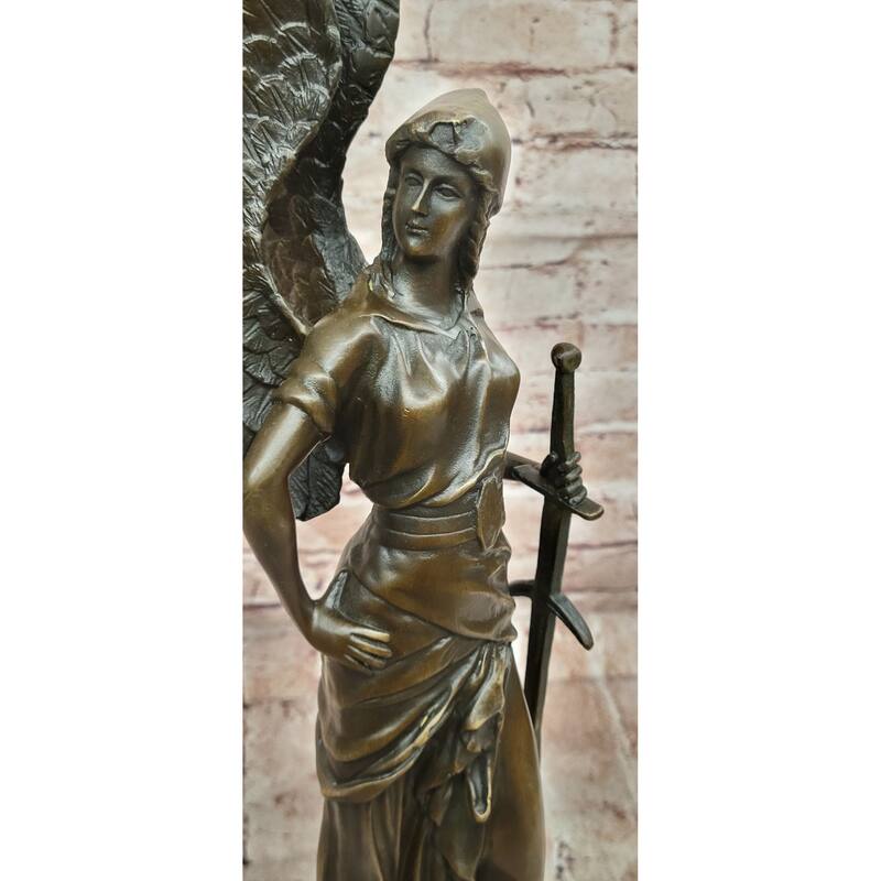 Angel With Sword Classical Bronze Statue Sculpture Signed Art Indoor Outdoor 25 Inches X 8 Inches