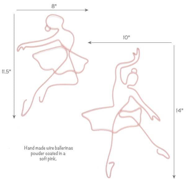 Lambs & Ivy Ballerina Baby 2-Piece Pink Ballet Dancers Wire Wall Decor