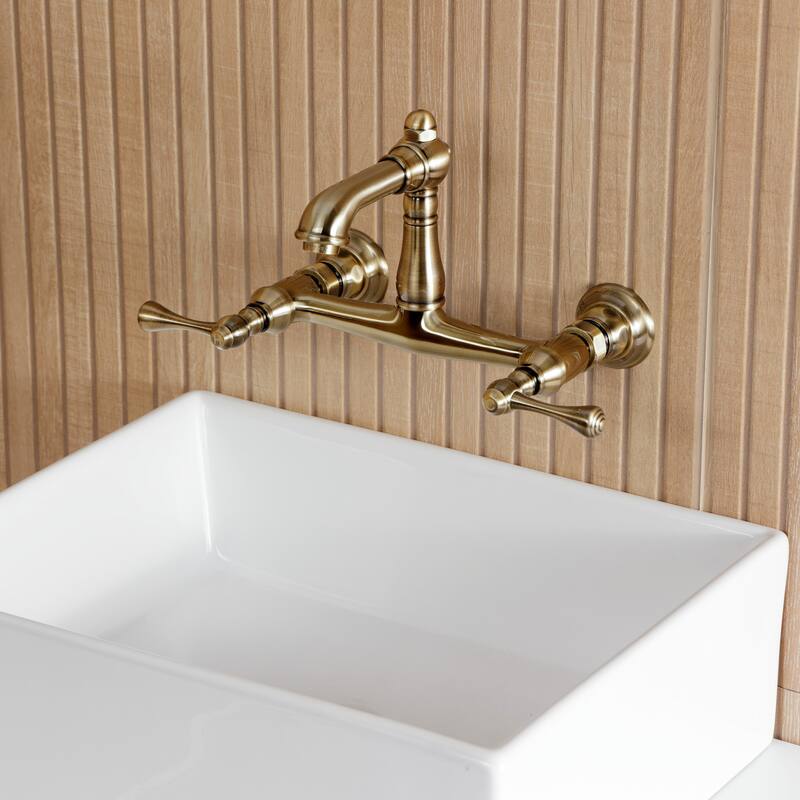 Kingston Brass English Country Two-Handle 2-Hole Wall Mount Bathroom Faucet