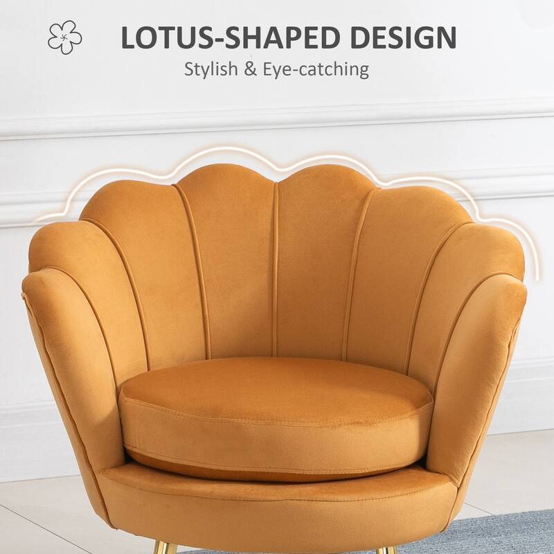 Velvet-touch Fabric Accent Chair - Yellow