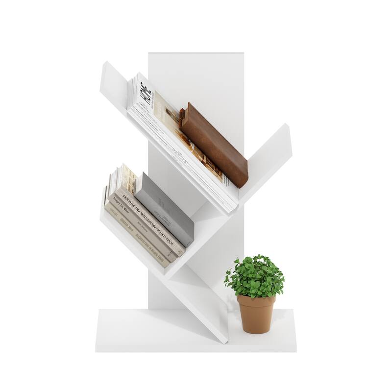21.26 in. Tall White Wood 2-Shelf Bookcase