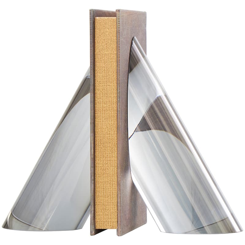 Silver Crystal Pyramid Shaped Geometric Decorative Bookends (Set of 2)