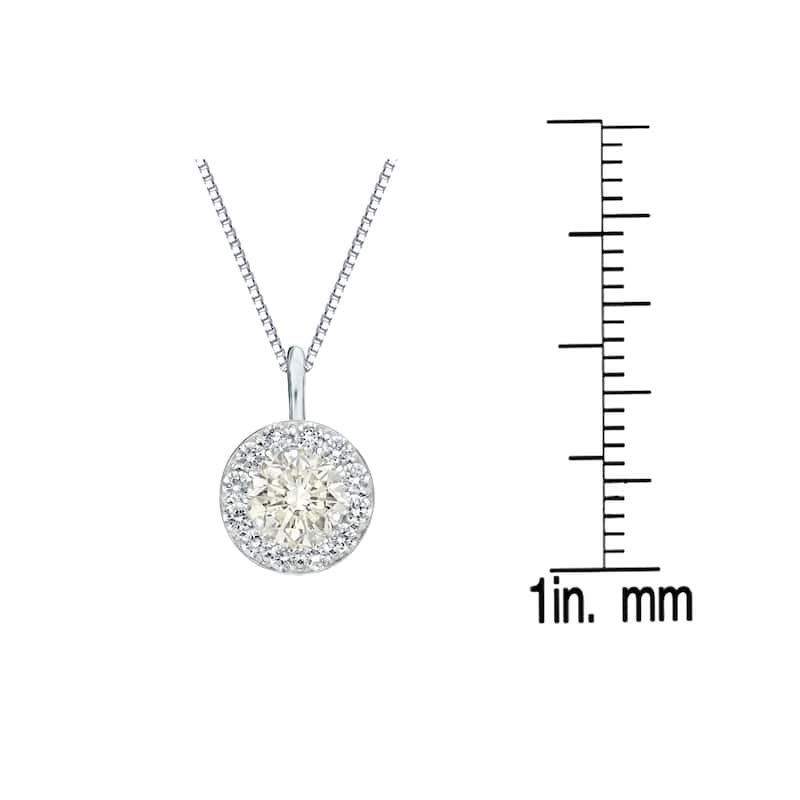 Auriya 1 carat TW Round Halo Diamond Necklace 14k Gold (J-K, I1-I2)