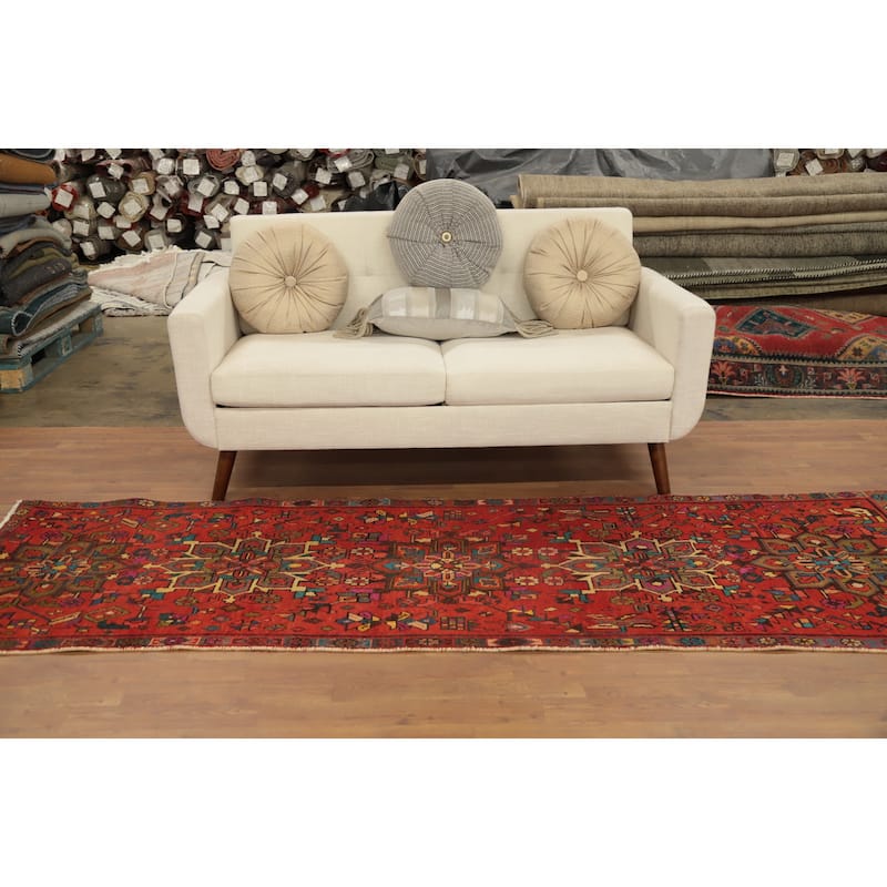 Hand Knotted Oriental 100% Wool Carpet Traditional Floral Oranges & Rust Tabriz Runner Rug - 9' 1'' X 2' 11''