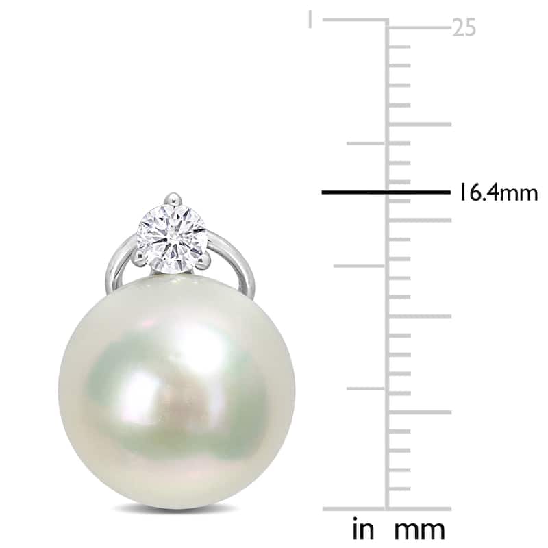 Miadora South Sea Pearl and 3/8ct TDW Diamond Earrings in 14k White Gold