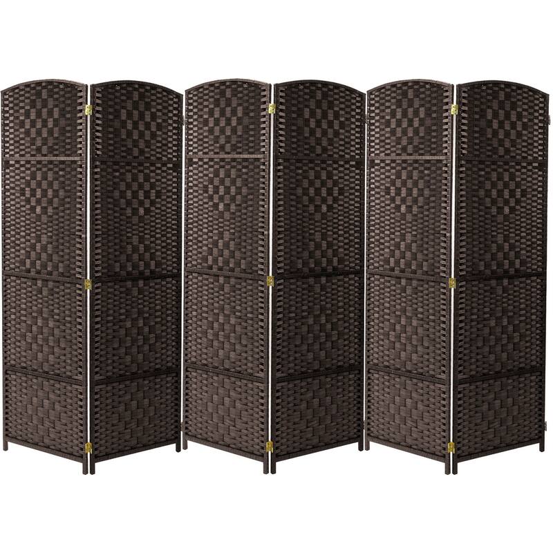 Extra Wide Diamond Weave Fiber Room Divider, 6 Panel Privacy Screen