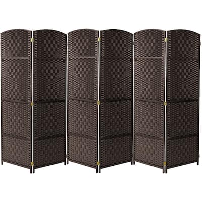 Extra Wide Diamond Weave Fiber Room Divider, 6 Panel Privacy Screen
