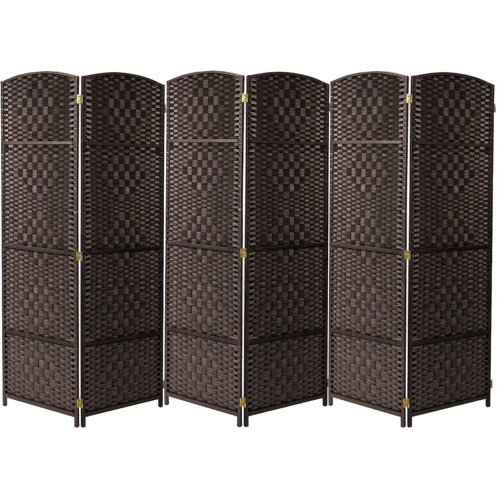 Extra Wide Diamond Weave Fiber Room Divider, 6 Panel Privacy Screen