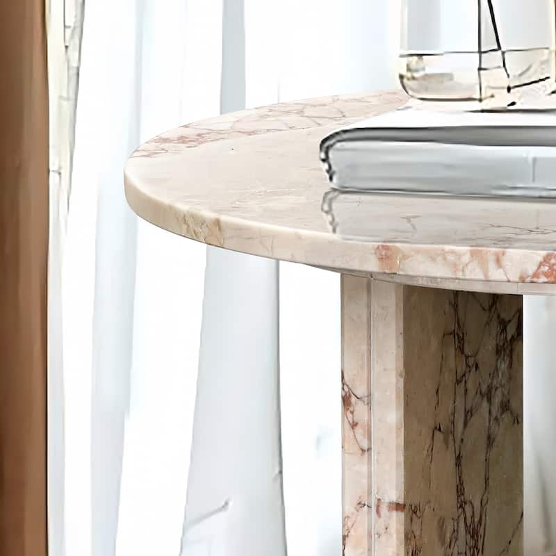 Modern Marble Coffee Table Set Luxury Marble Coffee Table Natural Stone Coffee Table, for Living Room‌, Pink