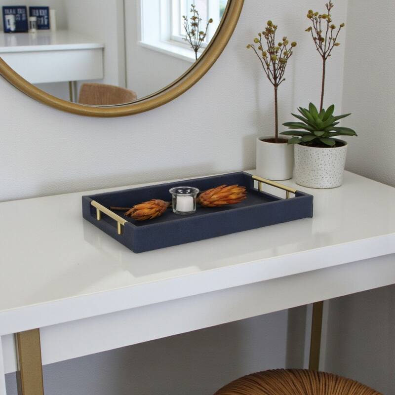 Lusan Faux Shagreen Tray with Handles