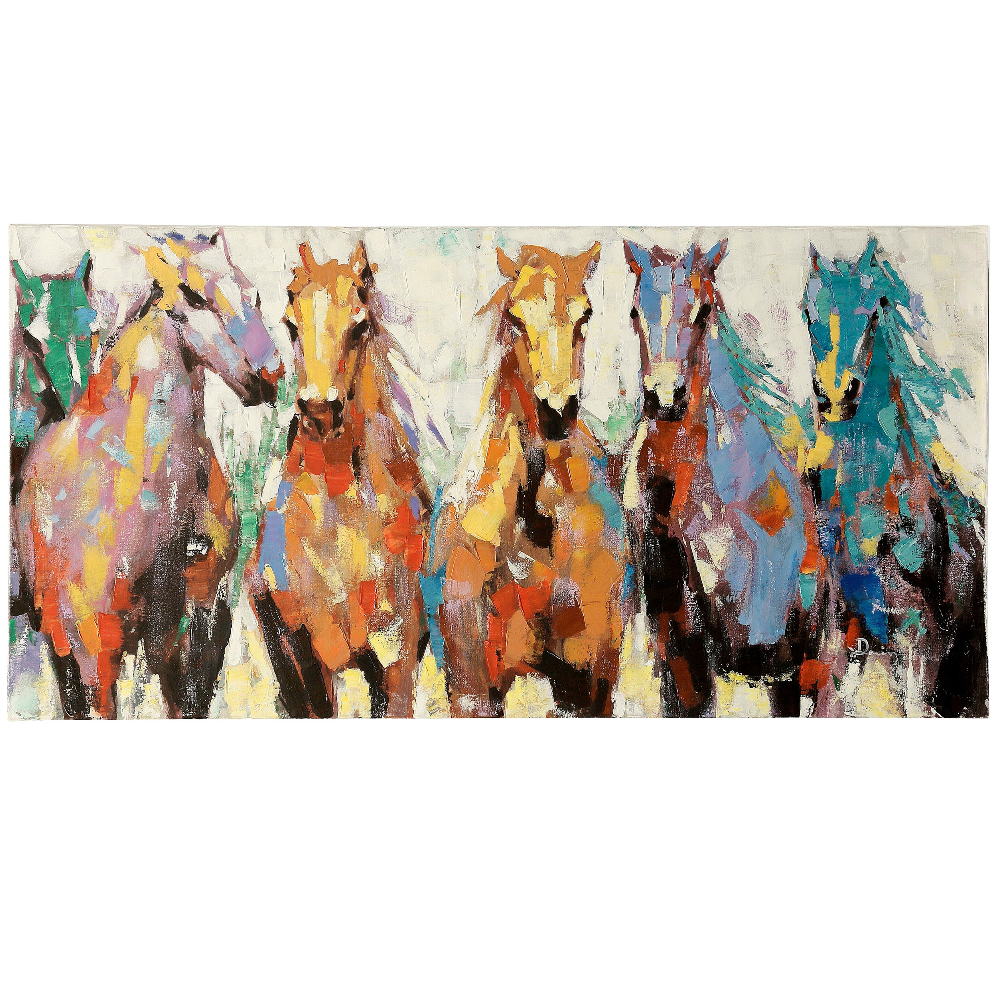Porch Den Race Ready Horses Hand Embellished Stretched Canvas Print Wall Art On Sale Overstock 27649180
